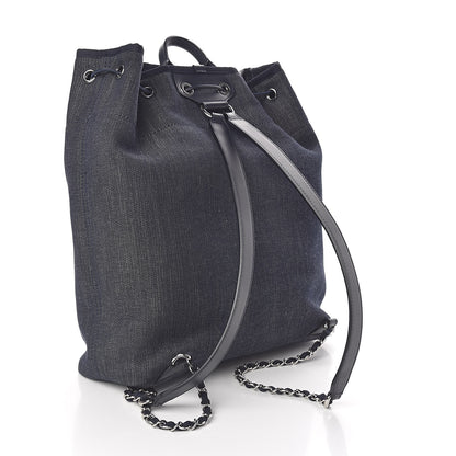 Chanel Canvas Large Deauville Backpack Denim Blue 3 of 14