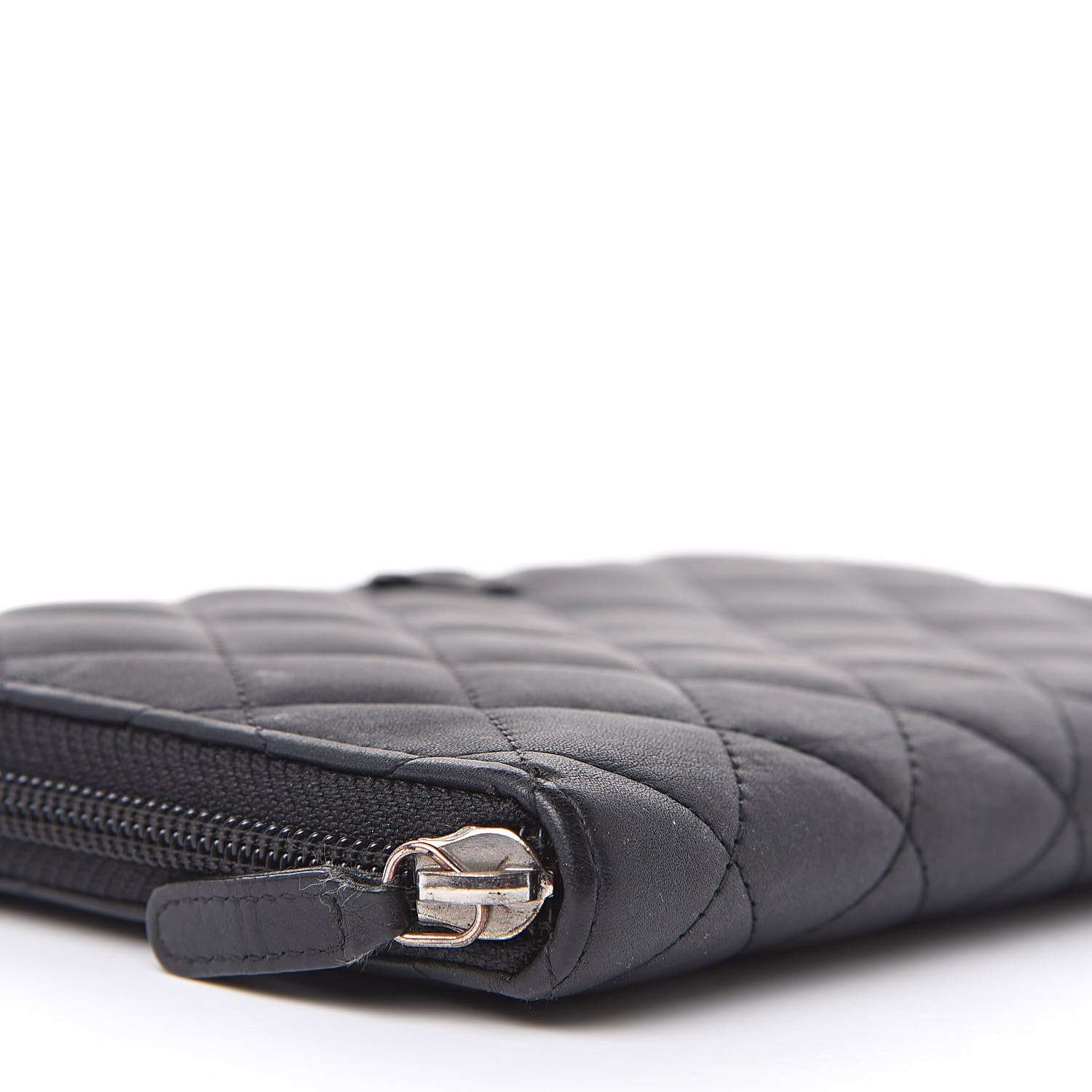 Chanel Calfskin Quilted Large Zip Around Organizer Wallet Black 9 of 14