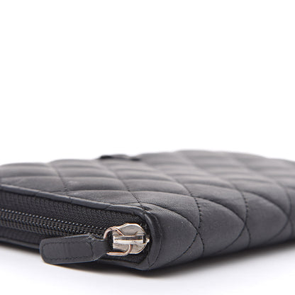 Chanel Calfskin Quilted Large Zip Around Organizer Wallet Black 9 of 14