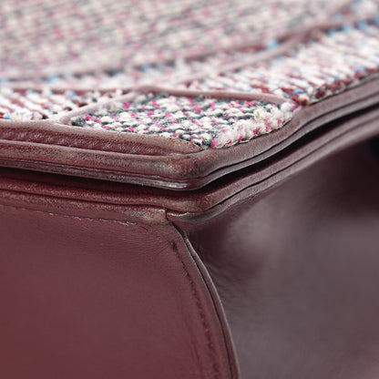 Christian Dior Tweed Calfskin Medium Diorama Flap Bag Burgundy Multicolor 9 of 16