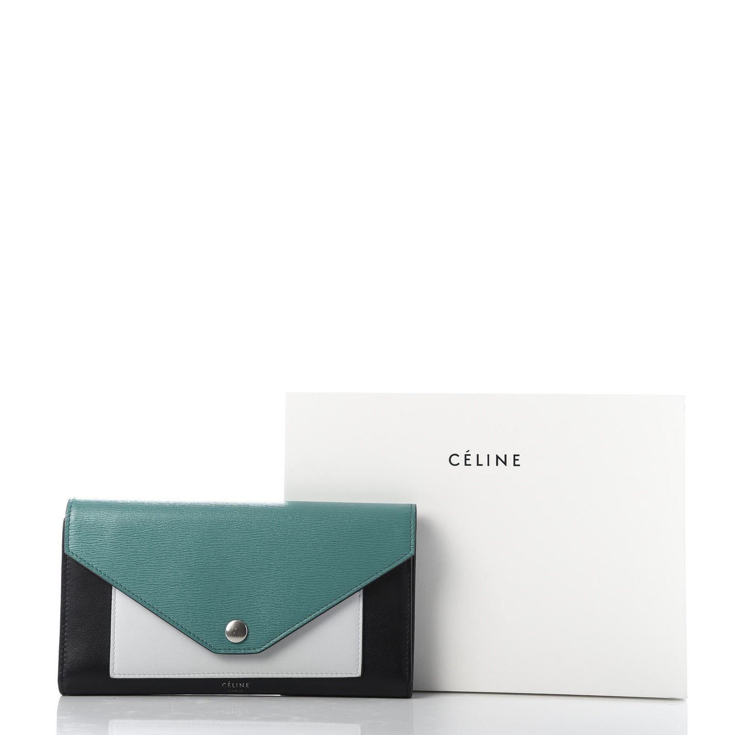 Smooth Calfskin Pocket Tri-Fold Multifunction Envelope Flap Wallet Cactus