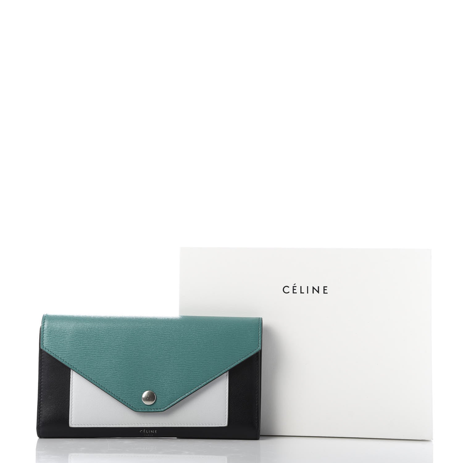 Celine Smooth Calfskin Pocket Tri-Fold Multifunction Envelope Flap Wallet Cactus 10 of 10