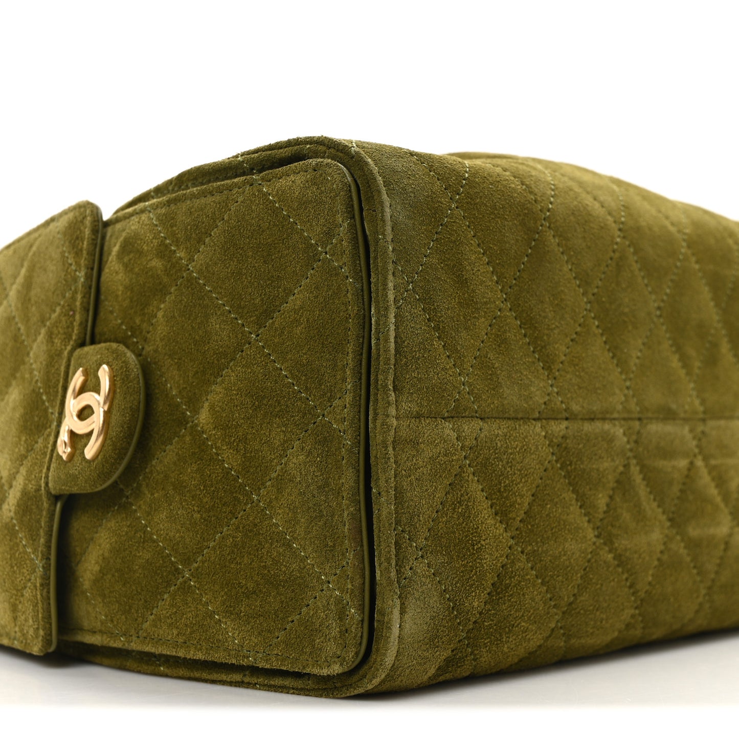 Suede Quilted Small Chanel 25 Handbag Khaki