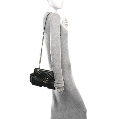 Gucci Calfskin Matelasse Small GG Marmont Multi Pocket Shoulder Bag Black 2 of 10