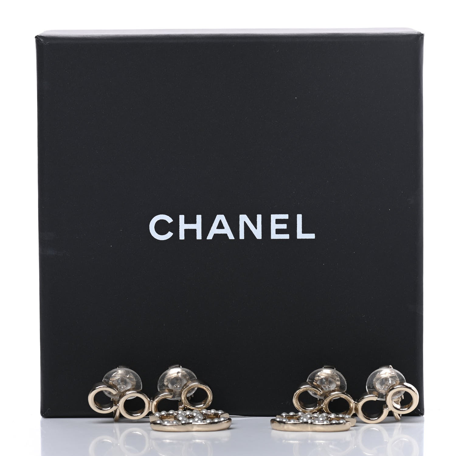 Chanel Metal Pearl CC Coco Climber Clip On Earrings Gold 5 of 5
