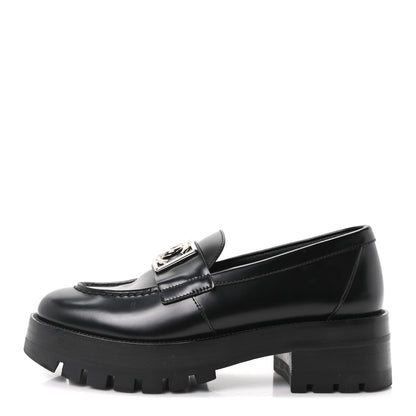 Chanel Calfskin Metal CC Loafers 36.5 Black 1 of 10