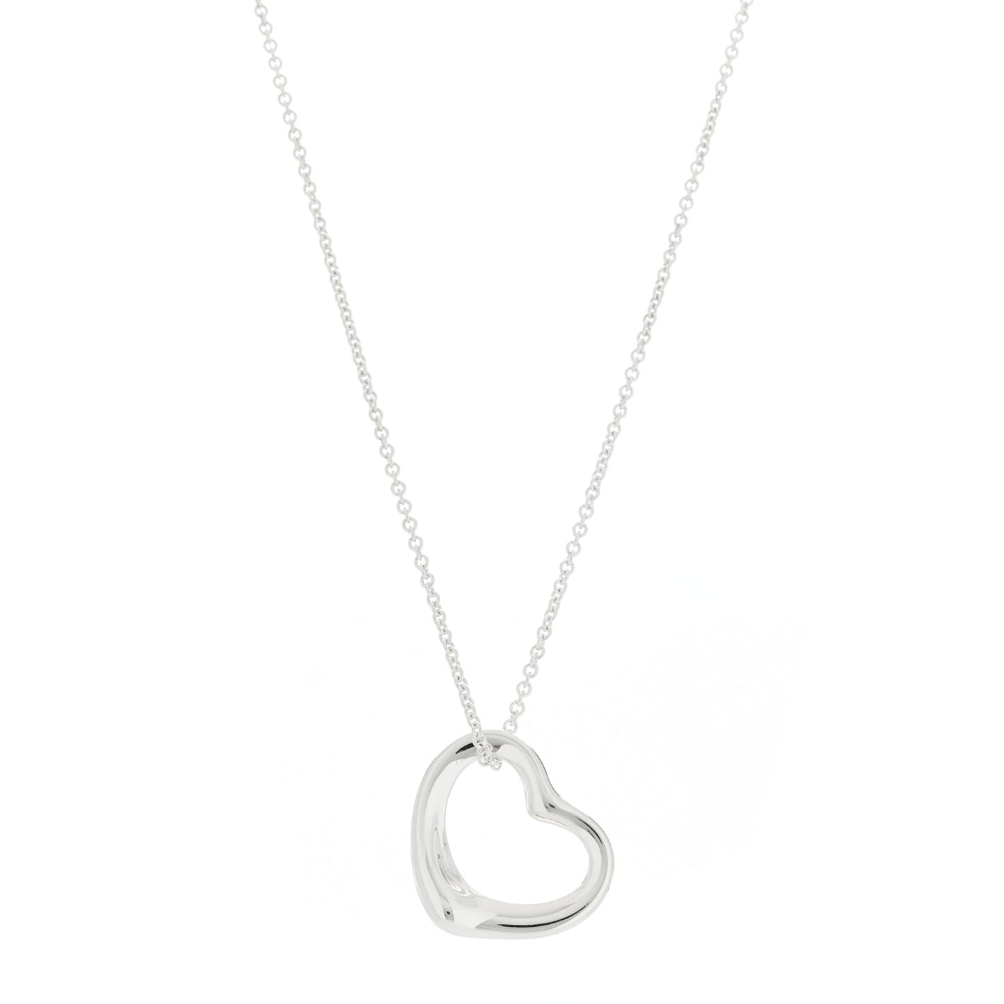 Sterling Silver 22mm Elsa Peretti Open Heart Pendant Necklace