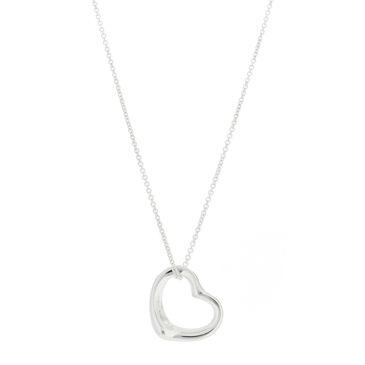 Tiffany Sterling Silver 22mm Elsa Peretti Open Heart Pendant Necklace 1 of 9