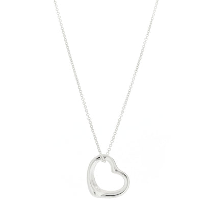Tiffany Sterling Silver 22mm Elsa Peretti Open Heart Pendant Necklace 1 of 9