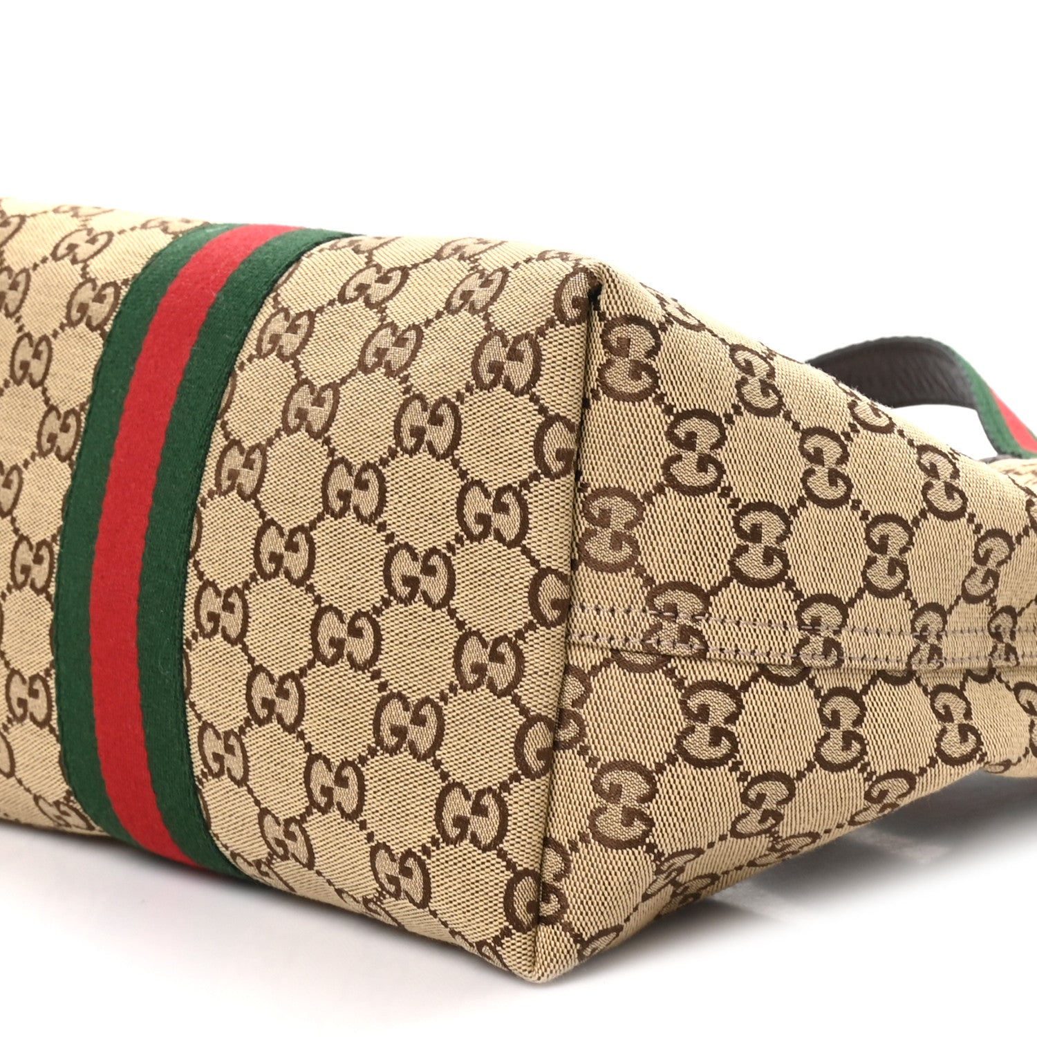 Gucci Monogram Web Small Giglio Tote Beige Dark Brown 9 of 9