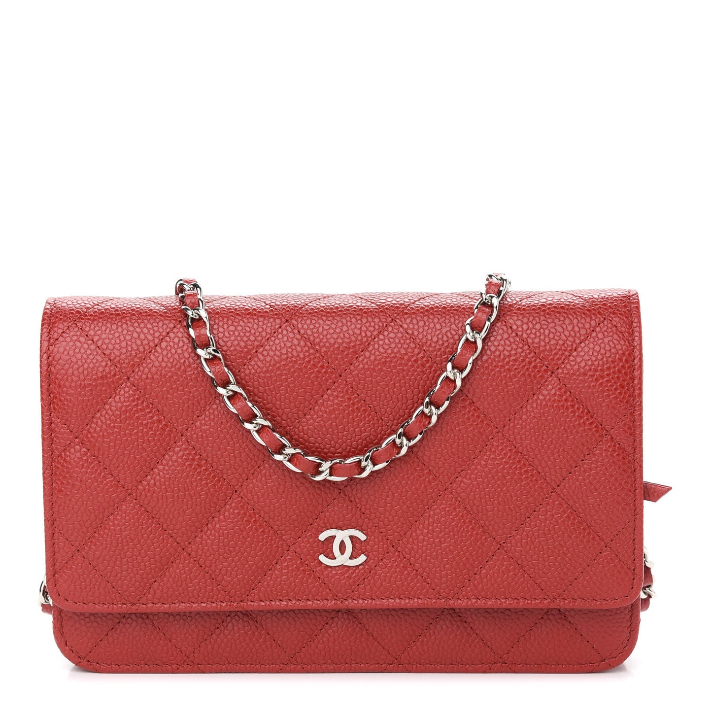 Caviar Quilted Wallet On Chain WOC Red