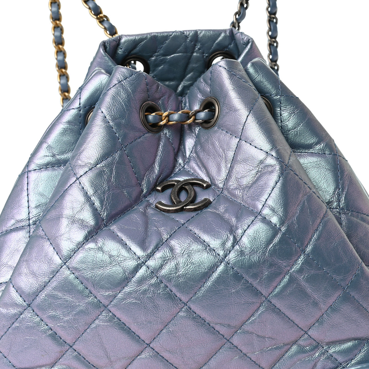 Chanel Iridescent Lambskin Calfskin Quilted Gabrielle Backpack Light Purple 8 of 11