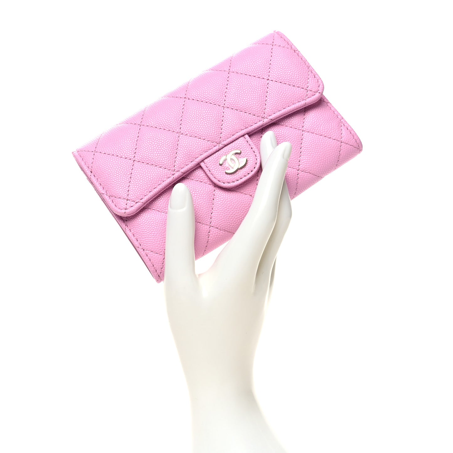 Caviar Quilted Medium Flap Wallet Pink