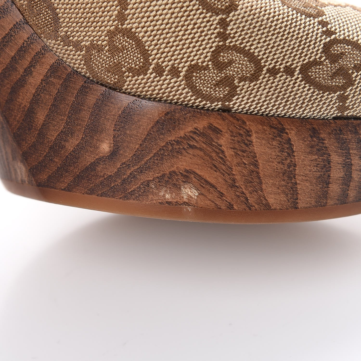 Gucci Monogram Washed Soft Calfskin Platform High Heel Slides 36 Beige Ebony Marrone 8 of 12