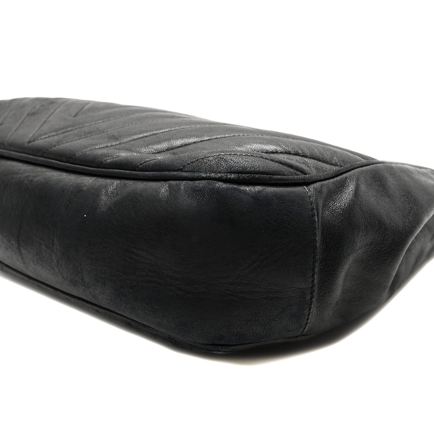 Lambskin Chevron Quilted Tote Black