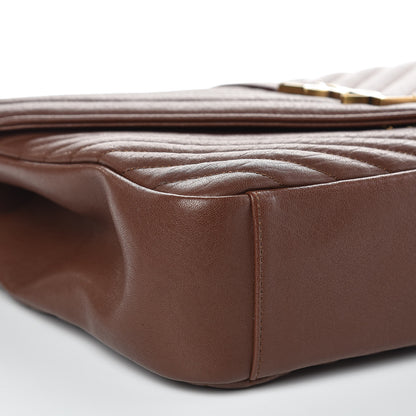 Saint Laurent Sheepskin Matelasse Chevron Monogram Large College Satchel Brandy Old 9 of 12