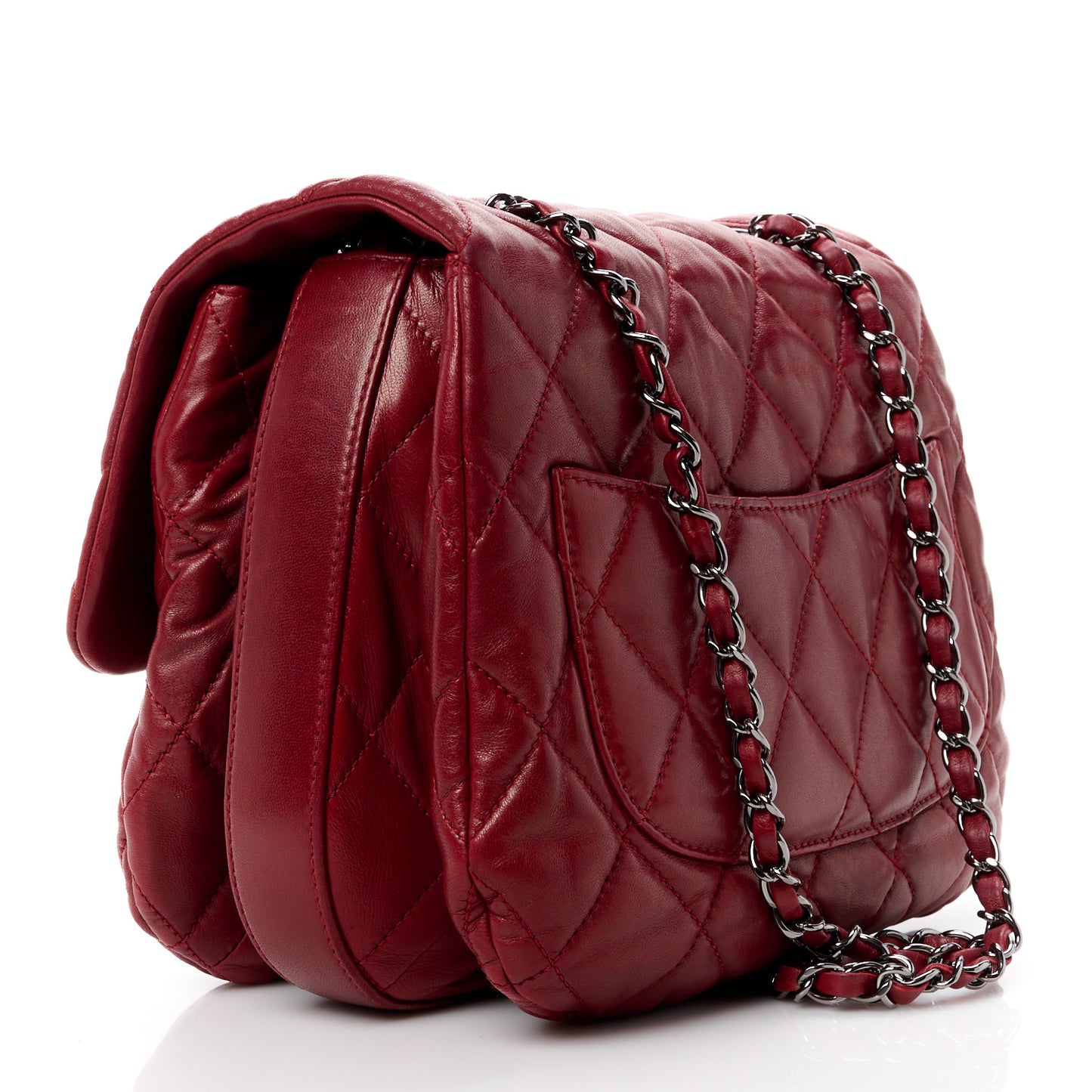 Lambskin Quilted Large Chanel 3 Flap Dark Red