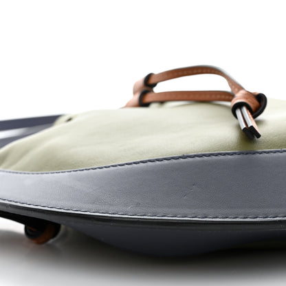 Loewe Nappa Colorblock Horseshoe Bag Avocado Midnight Blue Tan 8 of 9