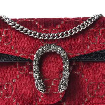 Gucci Velvet GG Monogram Super Mini Dionysus Shoulder Bag Red Cipria Black 9 of 10