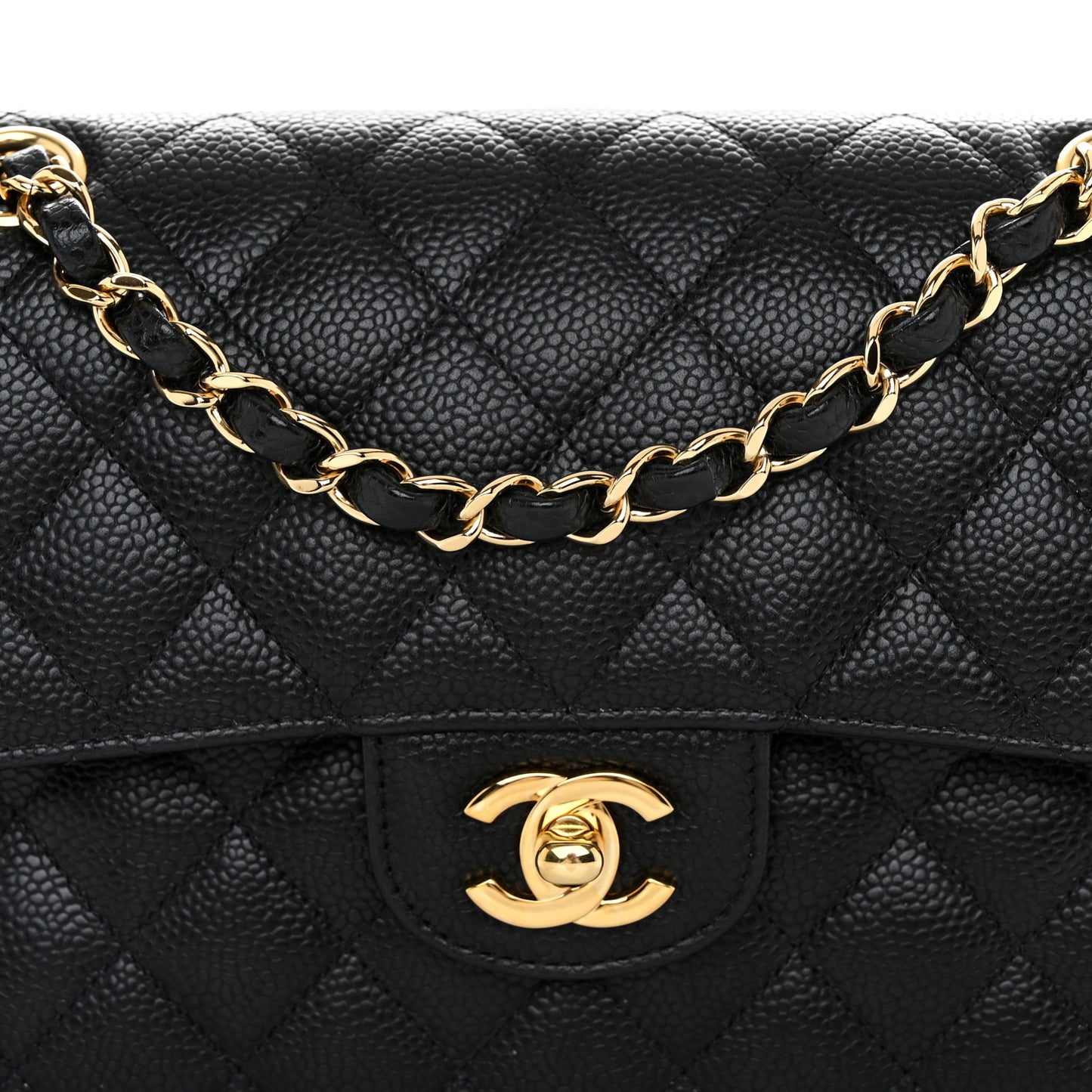 Caviar Quilted Small Double Flap Black