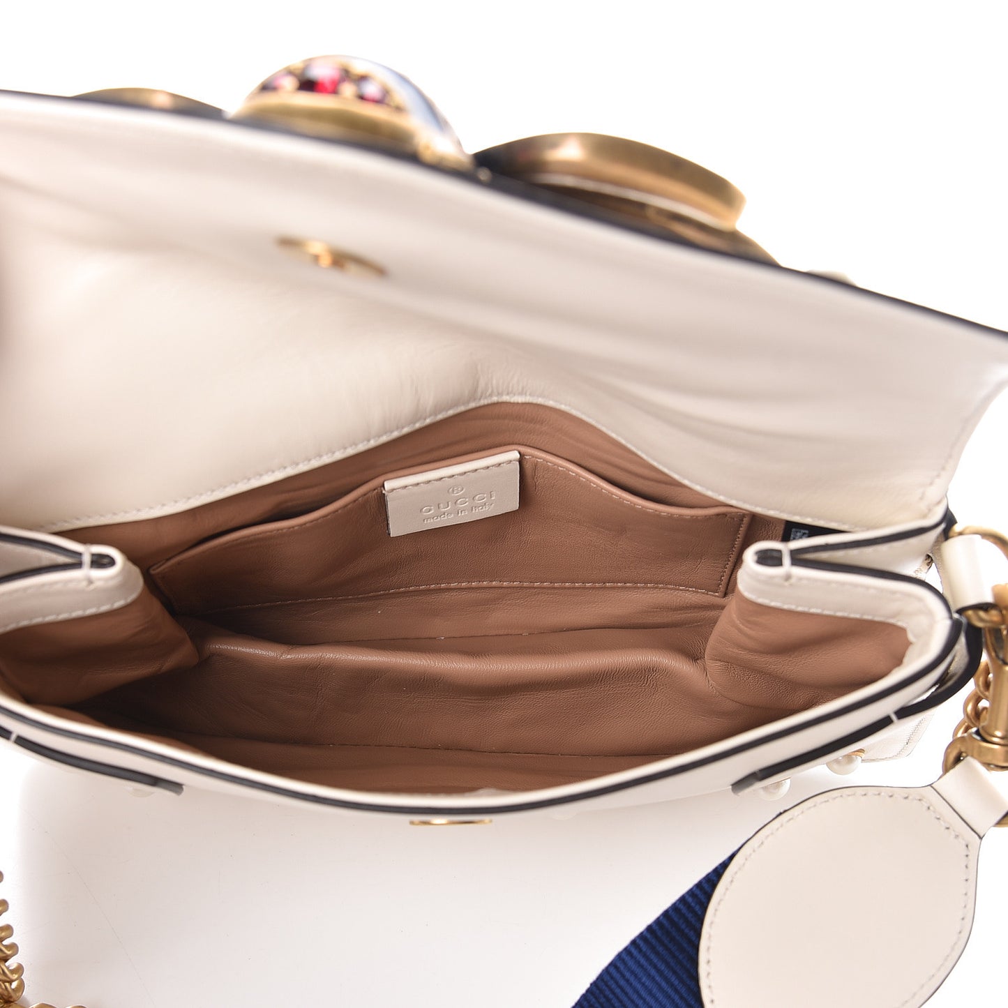 Nappa Pearl Studded Mini Queen Margaret Broadway Shoulder Bag Mystic White