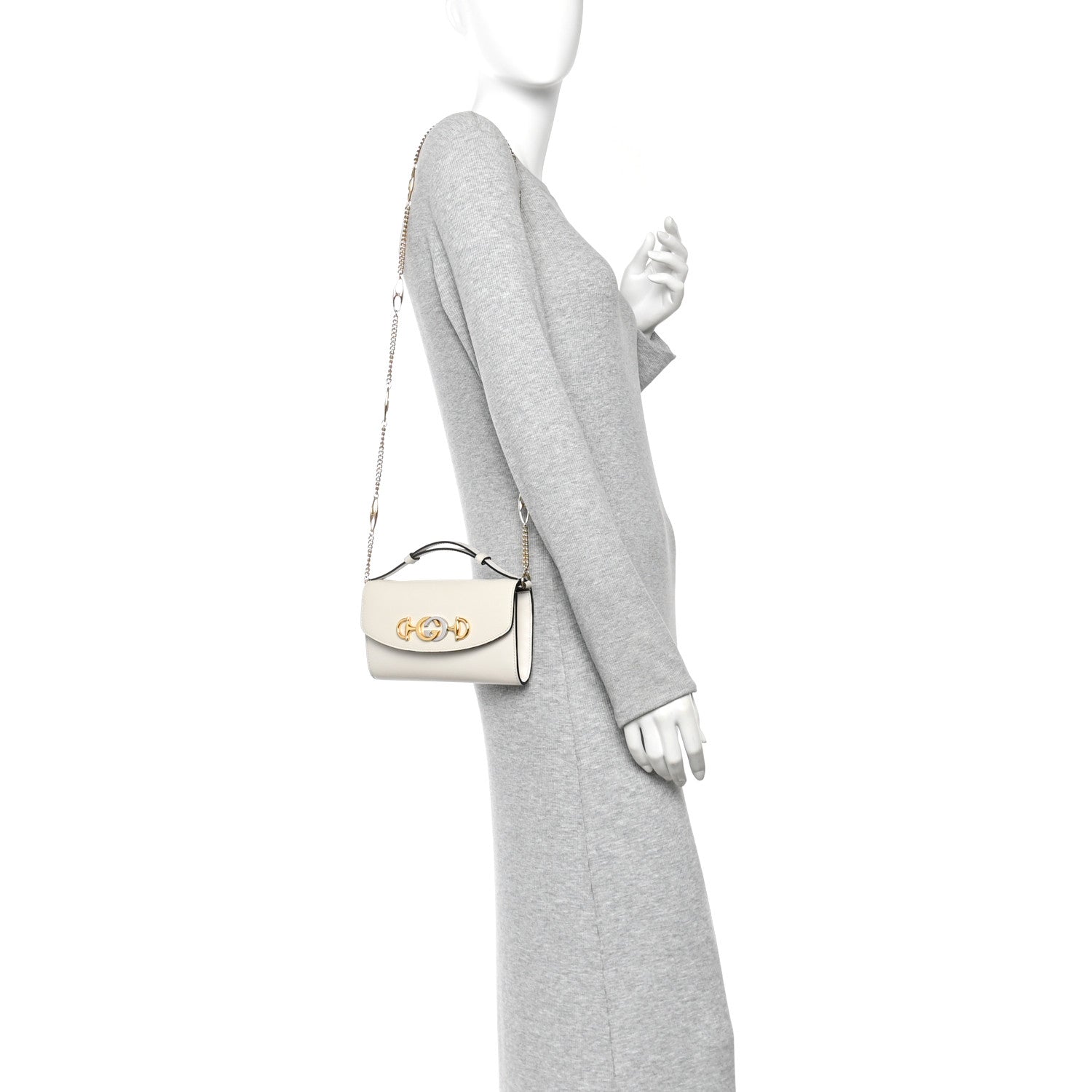 Gucci Smooth Calfskin Mini Zumi Shoulder Bag White 2 of 11