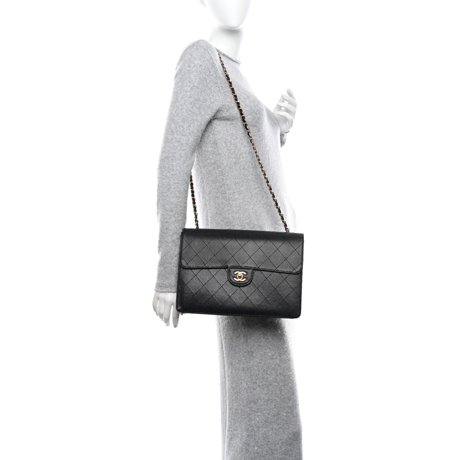 Chanel Caviar Stitch Jumbo Single Flap Black 2 of 11