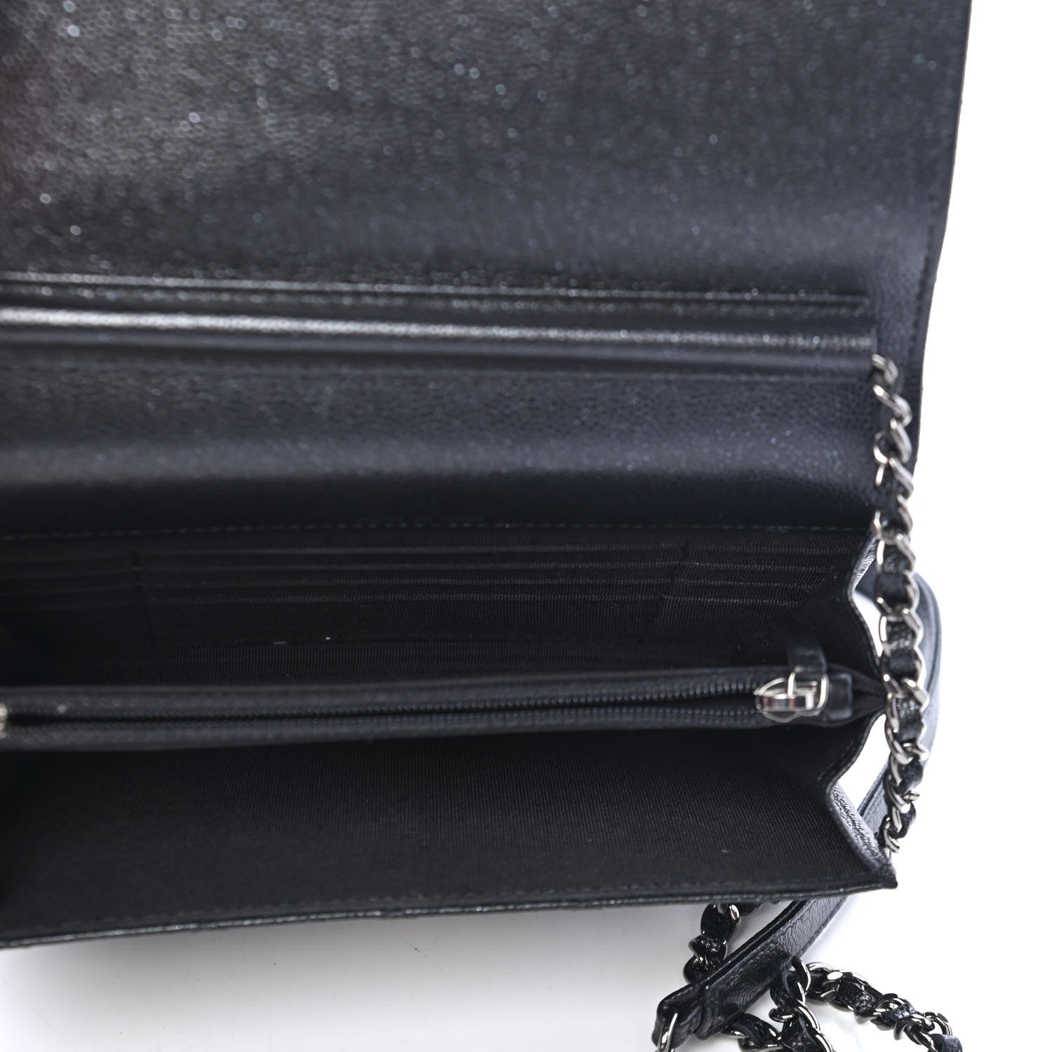 Chanel Iridescent Caviar Quilted Square Wallet On Chain WOC Black 4 of 4