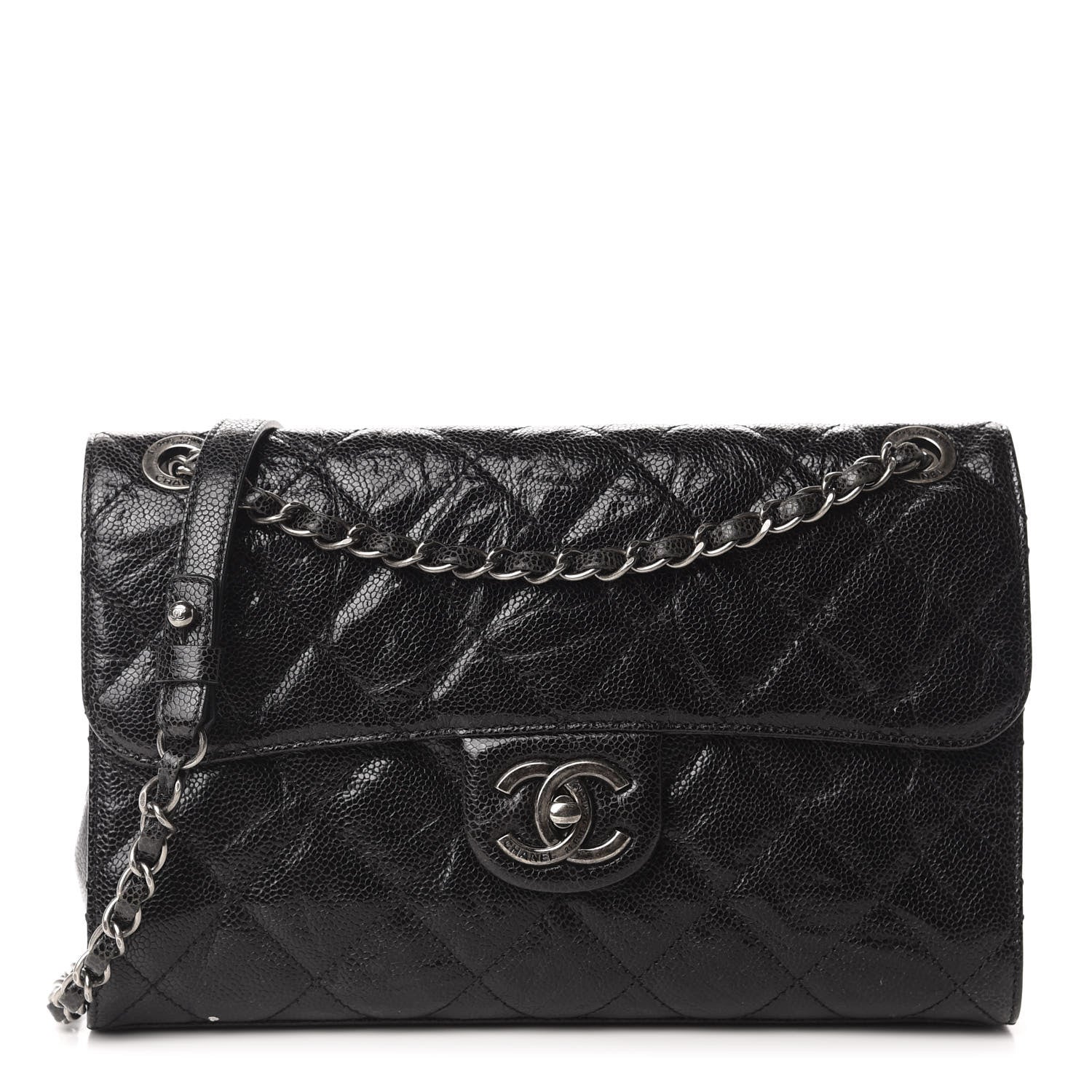 Chanel Crumpled Grained Calfskin Medium CC Crave Flap Black 1 of 10