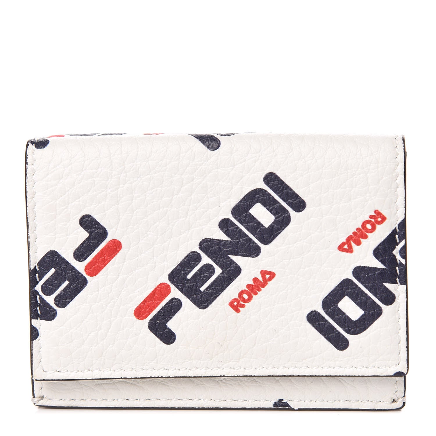 Fendi X FILA Vitello Mania Micro Tri-Fold Wallet White 1 of 9