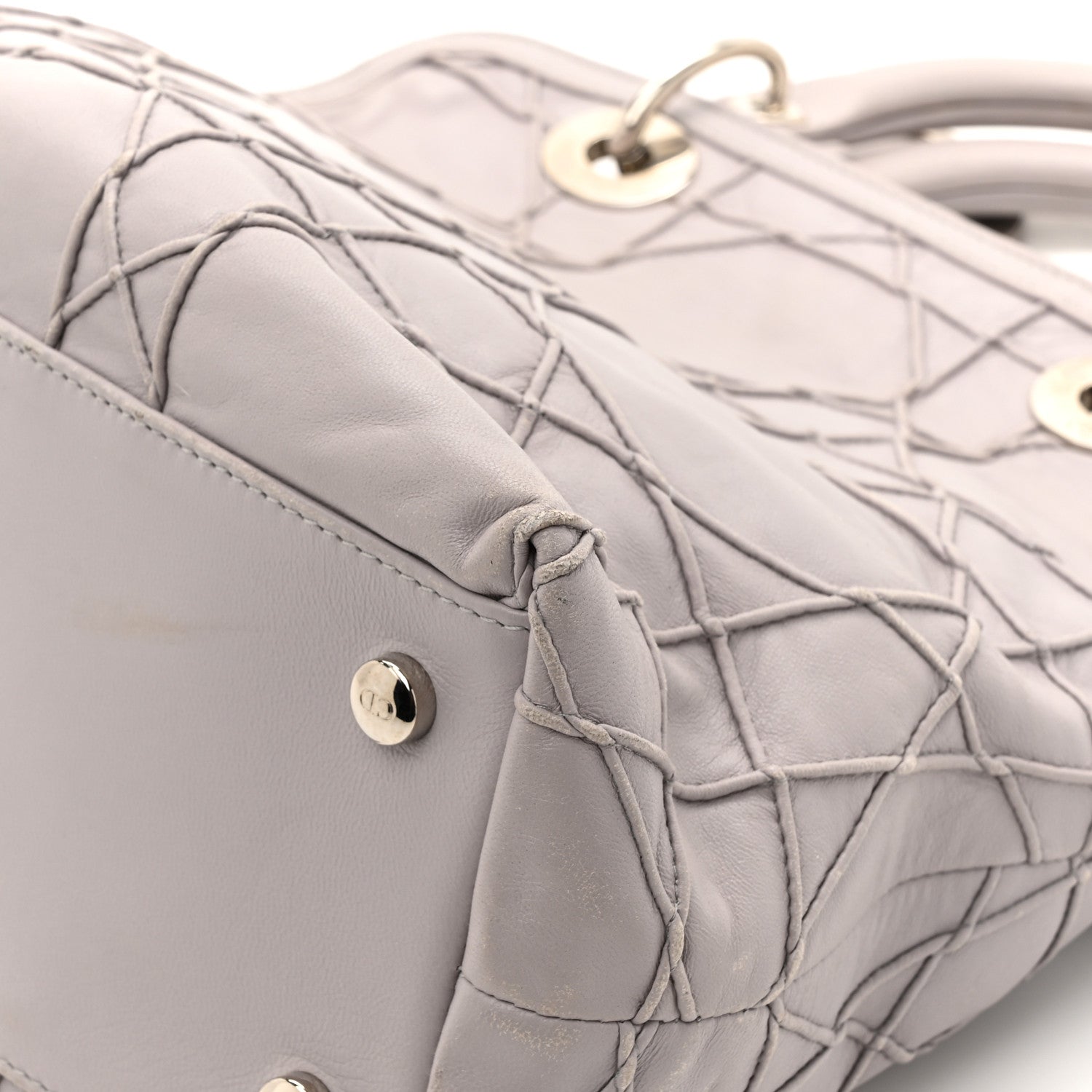 Christian Dior Lambskin Cannage Medium Granville Tote Lilac 12 of 16