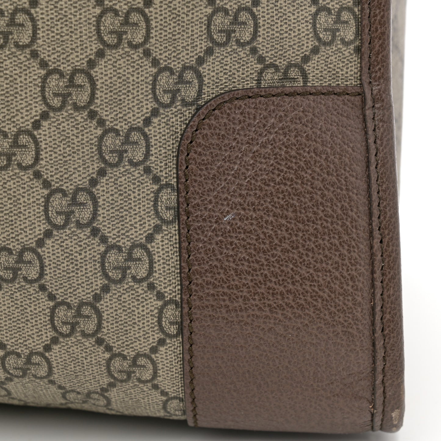 Soft GG Supreme Monogram Textured Dollar Calfskin Web Large Ophidia Carry-On Duffle Bag Beige Ebony New Acero