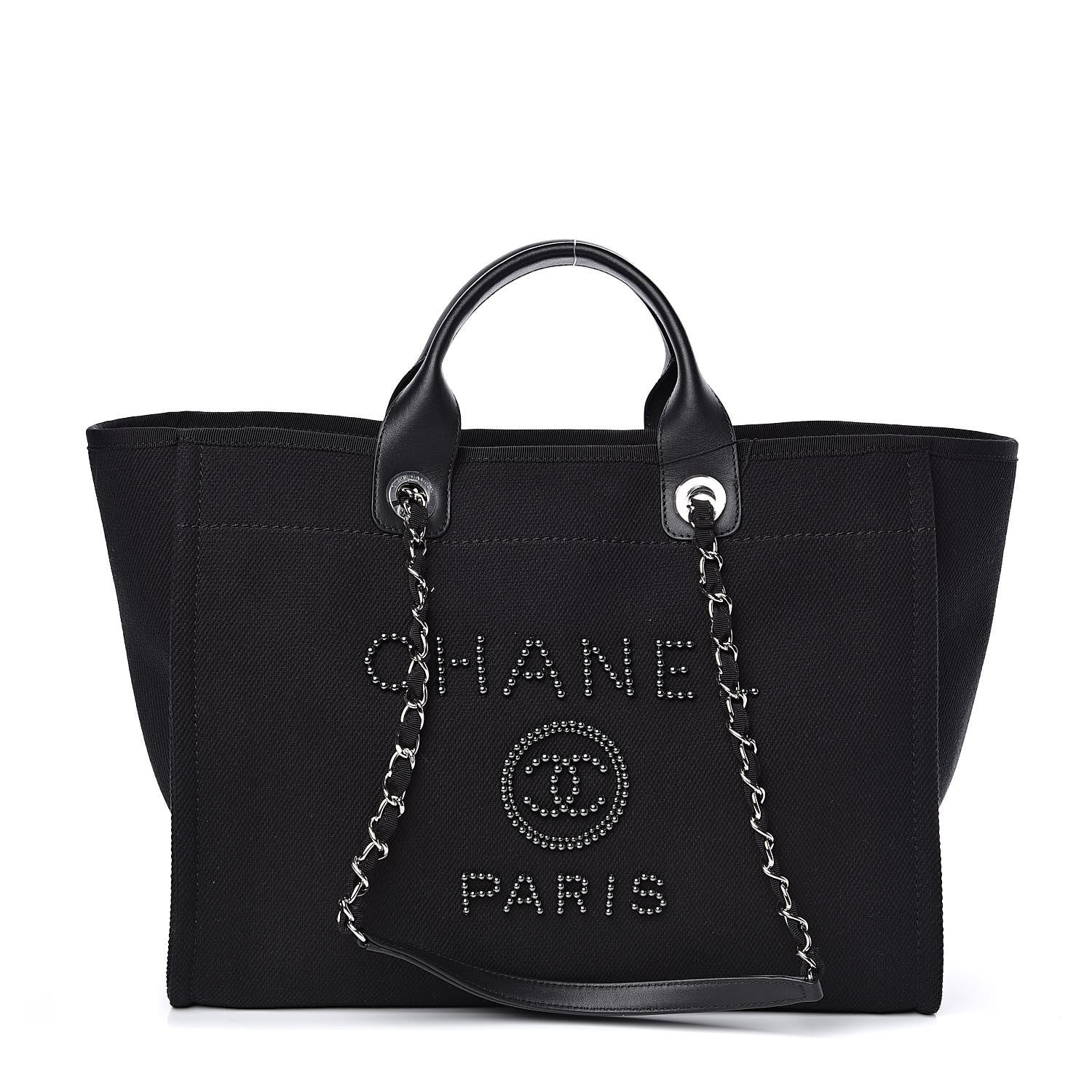 Chanel Canvas Beaded Medium Deauville Tote Black 1 of 10