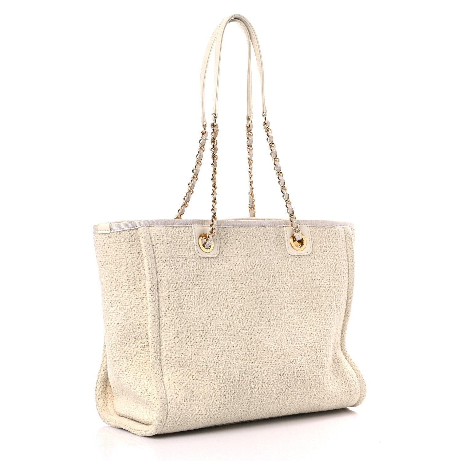 Chanel Lurex Boucle Small Deauville Tote White 3 of 16