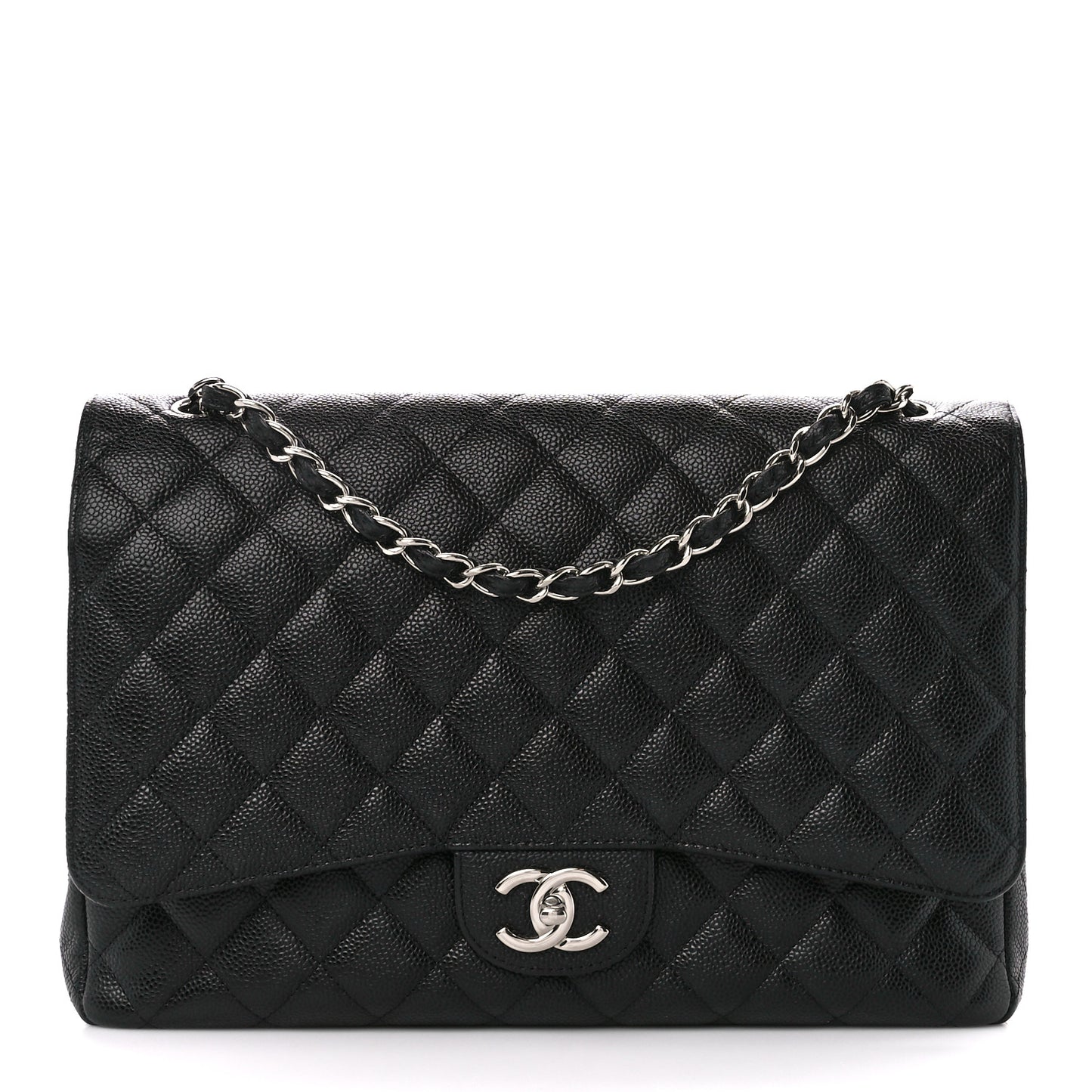 Caviar Quilted Maxi Double Flap Black