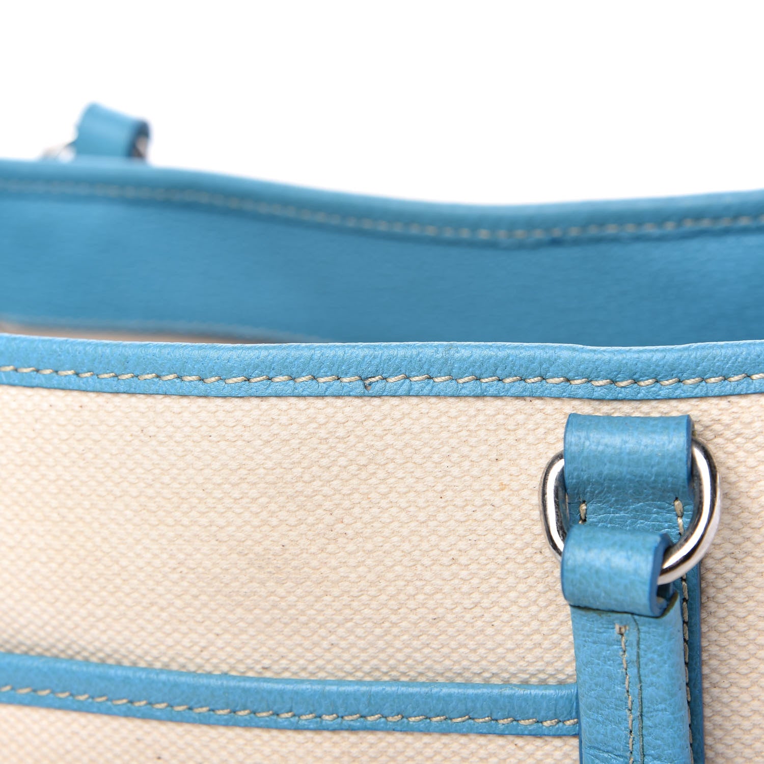 Prada Canvas Calfskin Trim Tote Beige Voyage 10 of 11