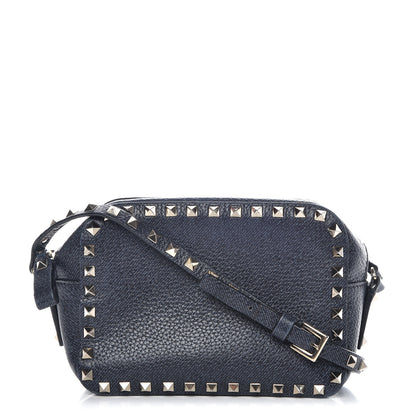 Valentino Garavani Pebbled Calfskin Rockstud Camera Crossbody Bag Deep Denim 1 of 14