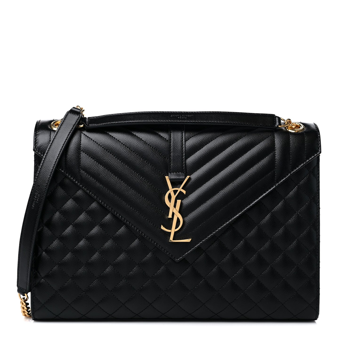 Grain De Poudre Textured Mixed Matelasse Large Triquilt Monogram Satchel Black