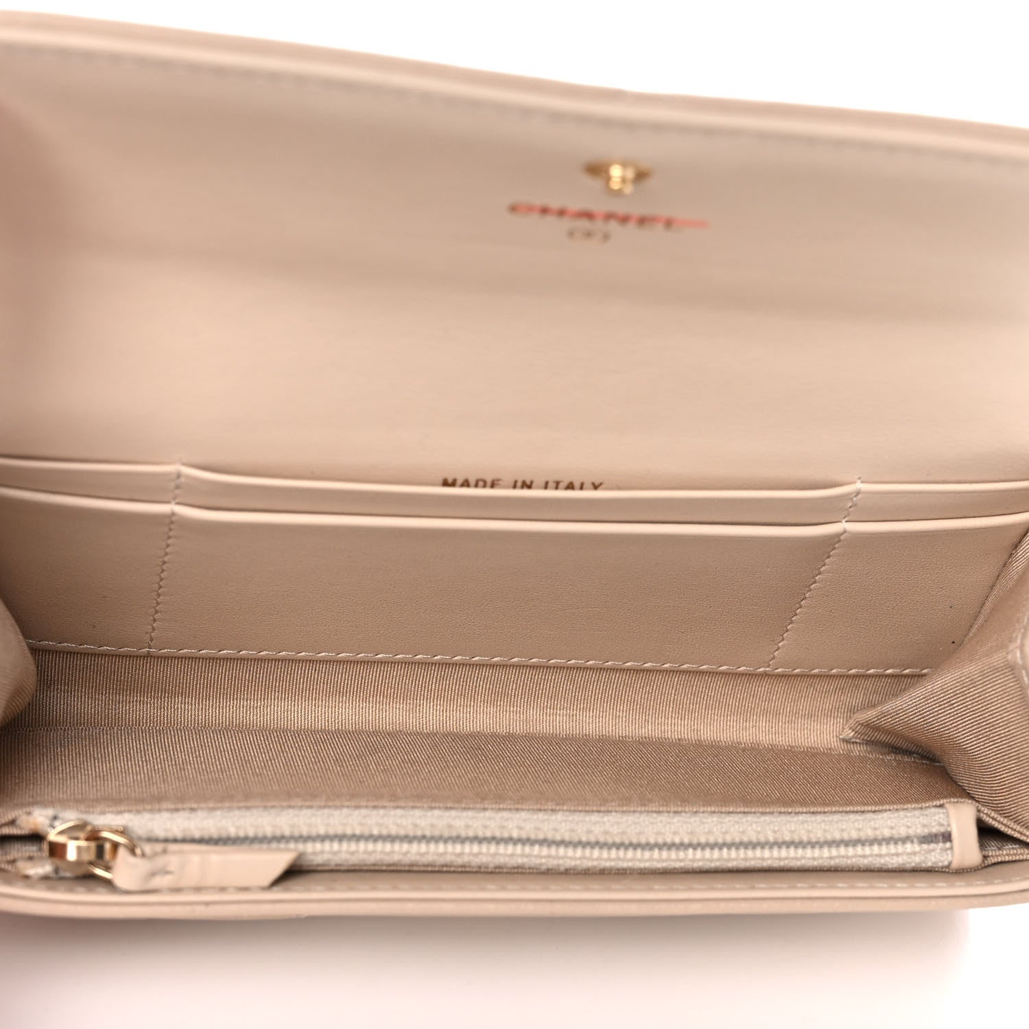 Chanel Shiny Goatskin Quilted Chanel 19 Flap Wallet Beige 5 of 13