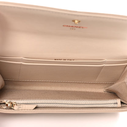 Chanel Shiny Goatskin Quilted Chanel 19 Flap Wallet Beige 5 of 13