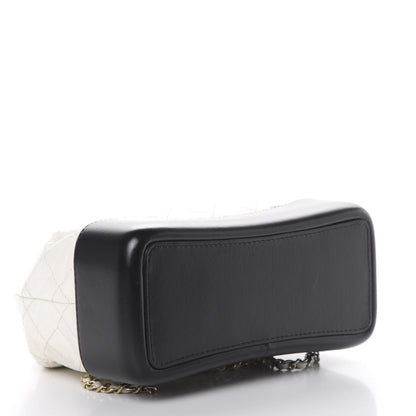 Chanel Aged Calfskin Quilted Small Gabrielle Backpack Black White 3 of 13