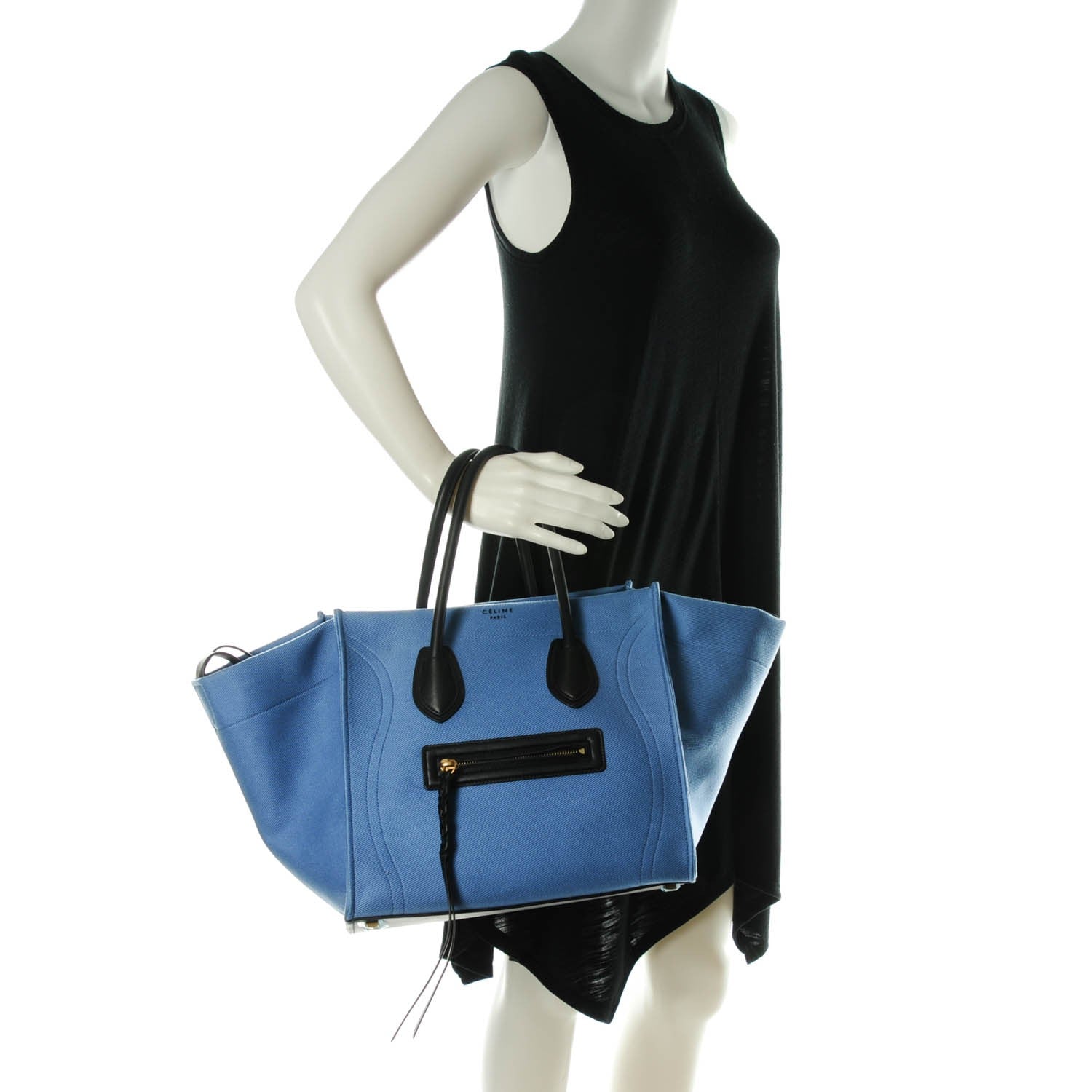 Celine Cotton Canvas Medium Phantom Luggage Blue 2 of 8