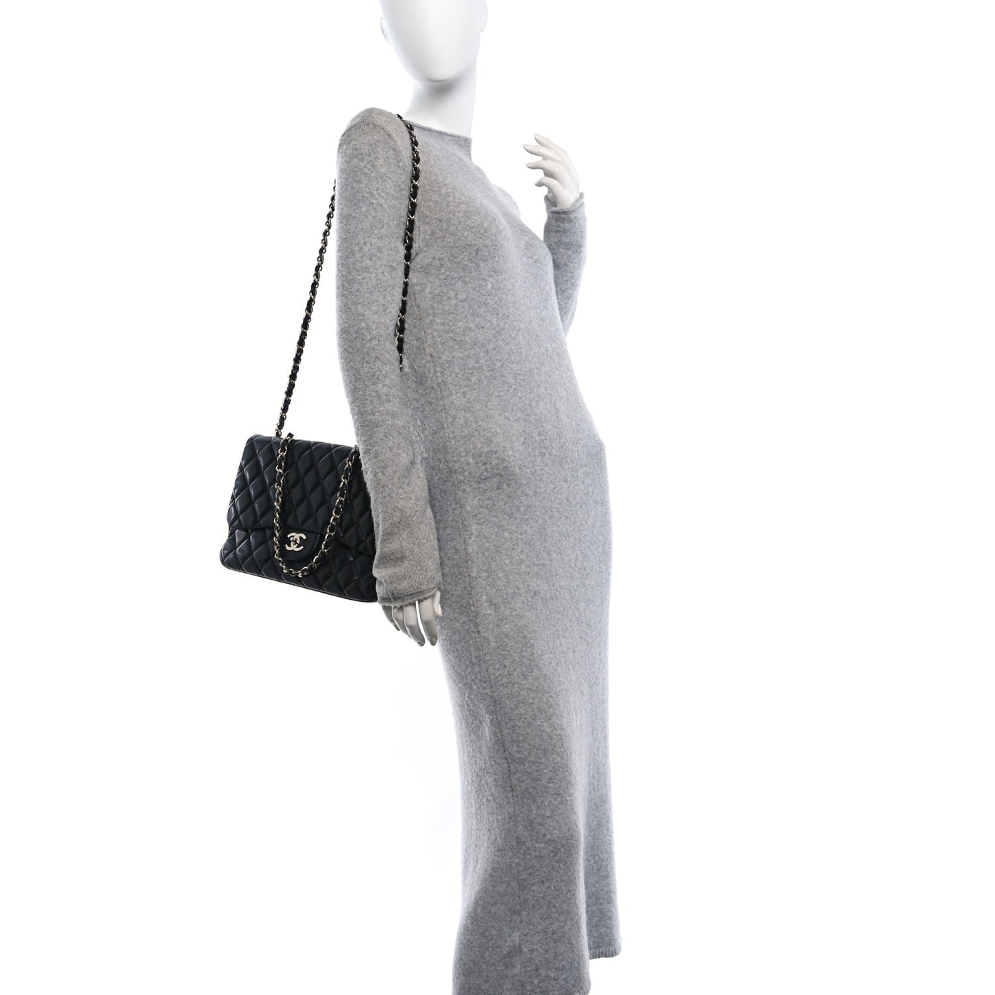 Lambskin Quilted Jumbo Single Flap Black