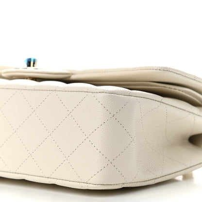Chanel Caviar Quilted Medium Double Flap White 9 of 11