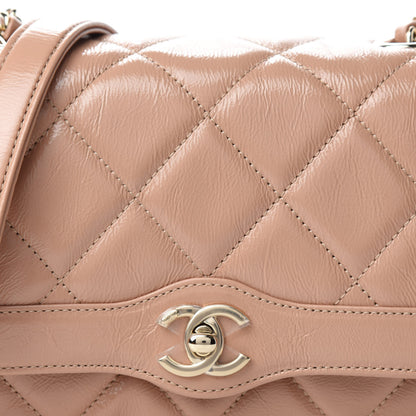 Chanel Shiny Aged Calfskin Quilted Mini Hold The Line Flap Beige 10 of 11