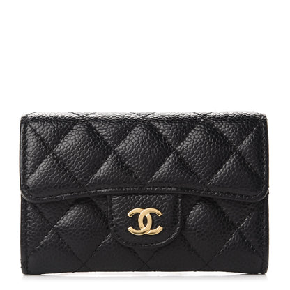 Chanel Caviar Quilted Flap Card Holder Wallet Black 1 of 9