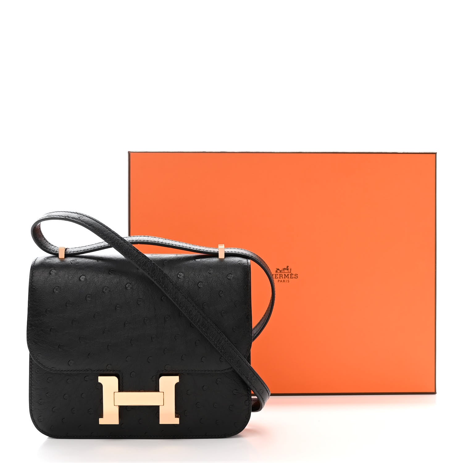Hermes Ostrich Constance 18 Black 13 of 13