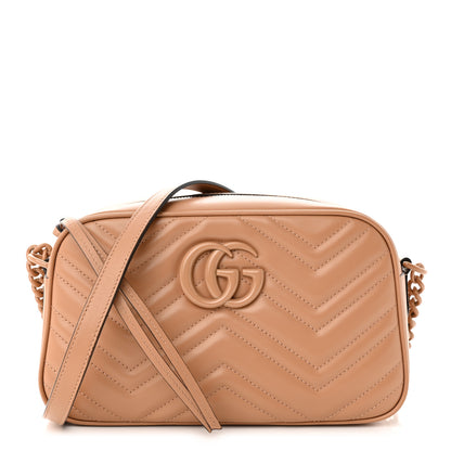 Gucci Calfskin Matelasse Monochrome Small GG Marmont Chain Shoulder Bag Camelia 1 of 11
