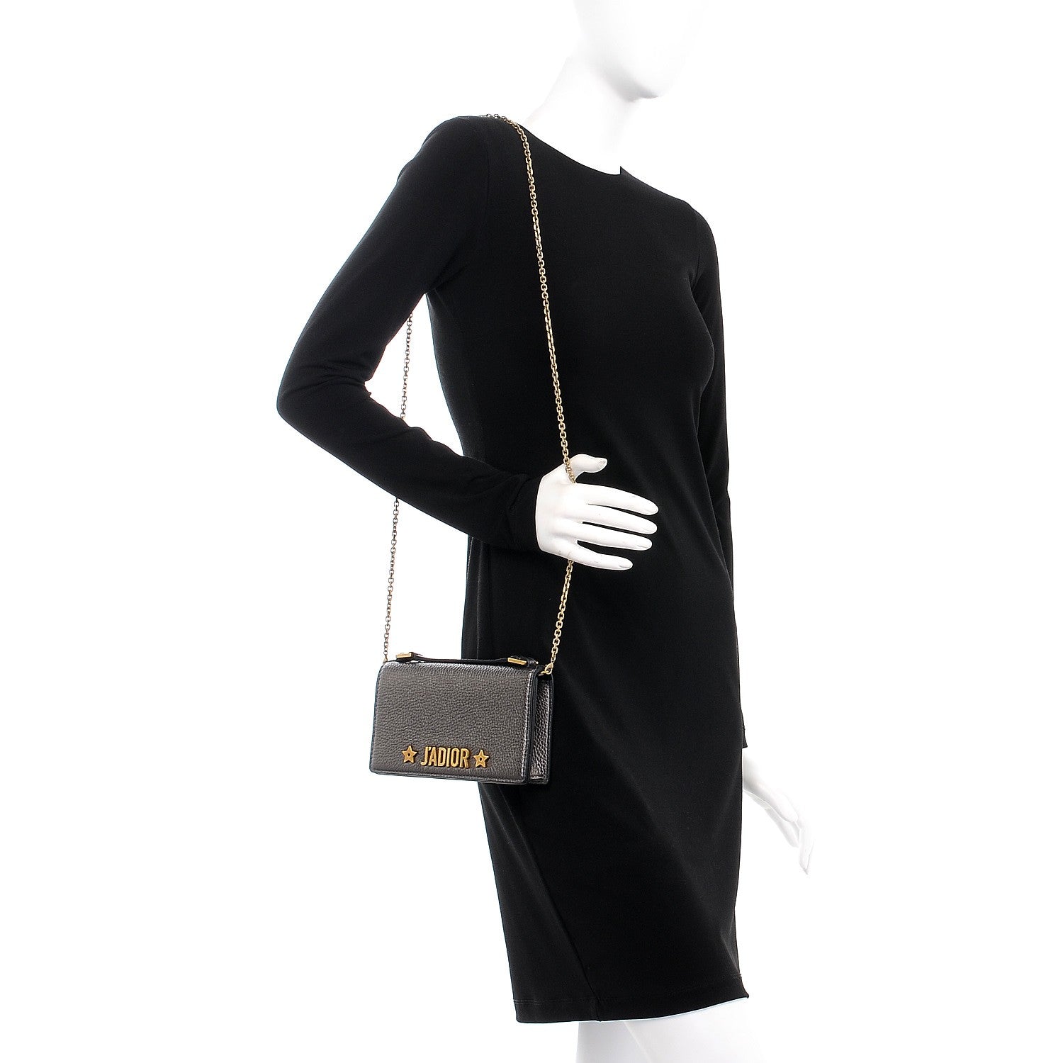 Christian Dior Metallic Grained Calfskin J'adior Clutch Gunmetal 2 of 7