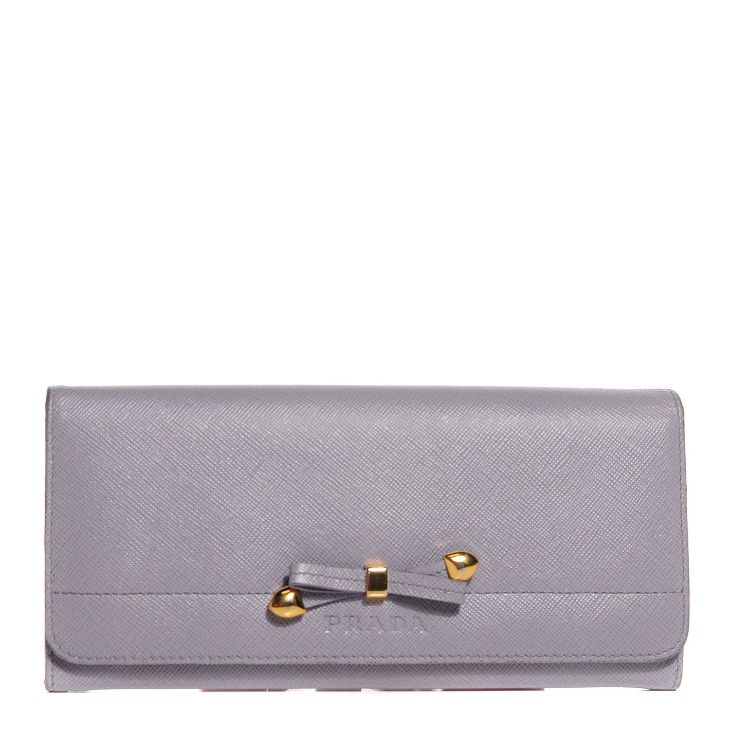 Prada Saffiano Bow Flap Wallet Glicine 1 of 7
